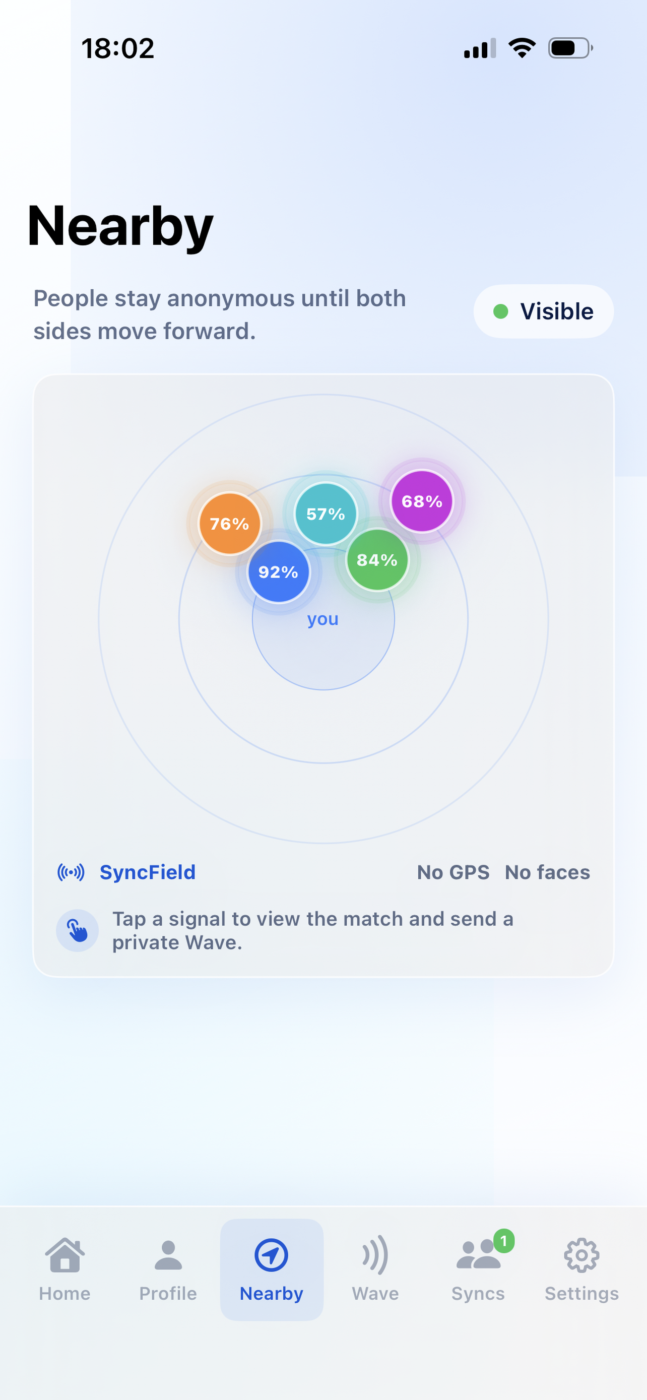 InSync Signal Room showing relevant nearby signals