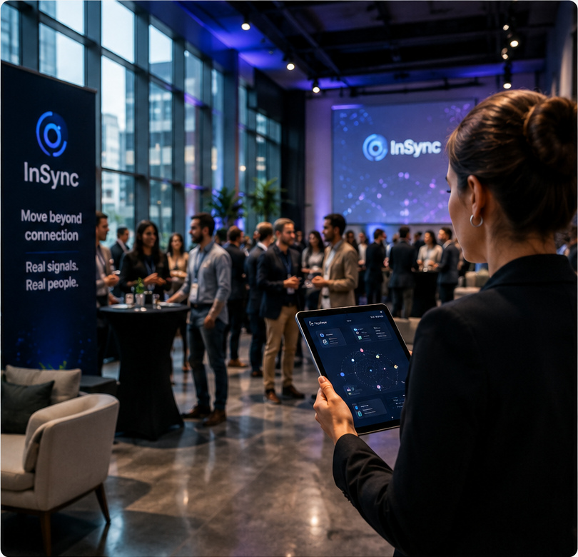 Event coordinator using InSync during a live professional event